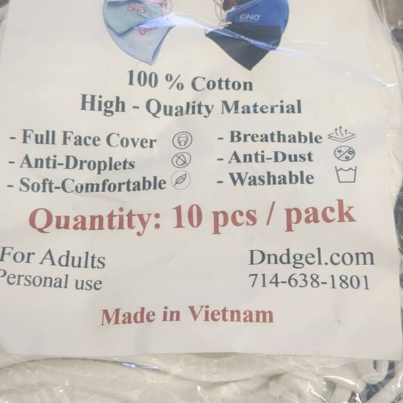 DNDgel 10 Pack Cotton Cloth Face Mask White Comfortable Washable Salon - Picture 5 of 5